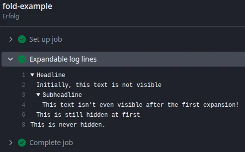 grouped log message