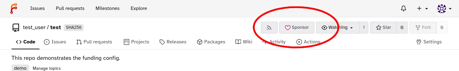 The "Sponsor" button, which features a colored heart icon, appears at the top of the repository view, between the "RSS" and "Watch" buttons.