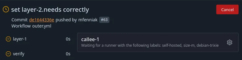 Actions job with description: Waiting for a runner with the following labels: ...