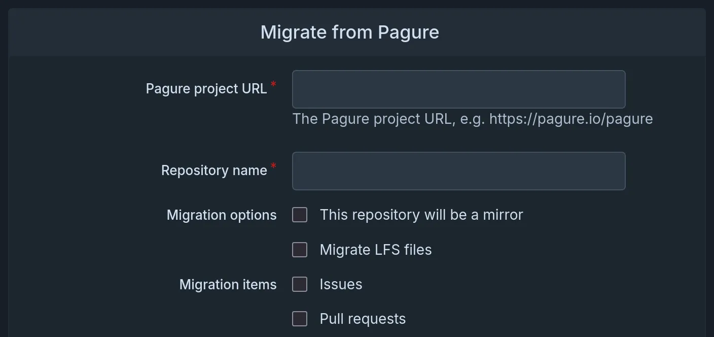 Icon of pagure in the migration page